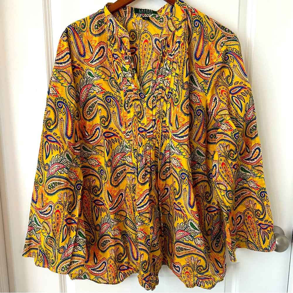 Polo Ralph Lauren Vibrant Yellow Lightweight Paisley Women's Top